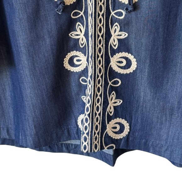 Shyanne Sm Top Tunic Boho Western Festival 3/4 Sleeve Lace Up V Neck Embroidered - Picture 10 of 16